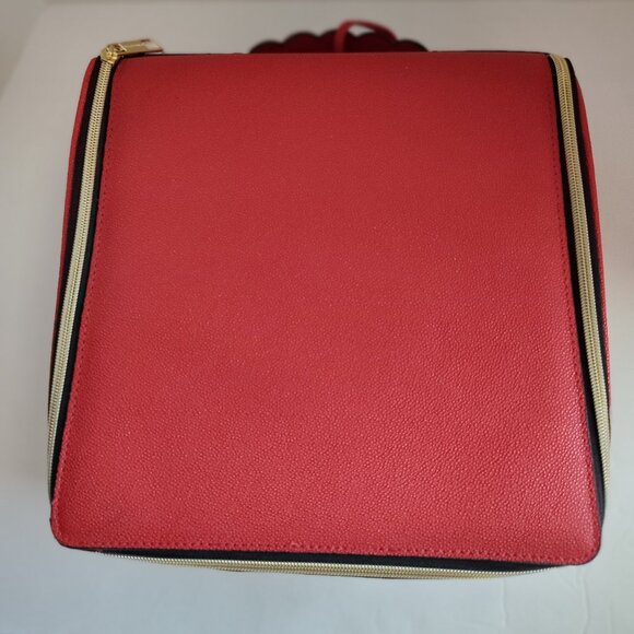 Estee Lauder Red Faux Leather Train Case - Picture 1 of 4